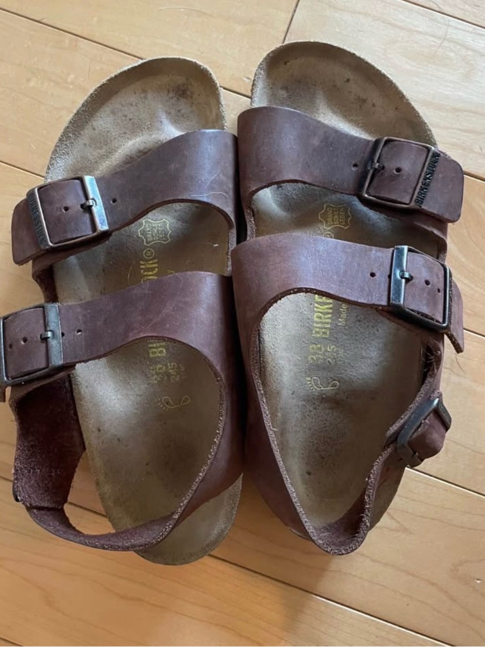 Birkenstock Brown Leather Double-Strap Sandals
